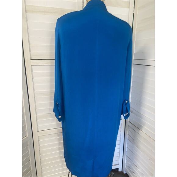 Vintage YL By Yair Women’s Turquoise Long Sleeve Sheath 100% Silk Dress Sz Large - Picture 5 of 10